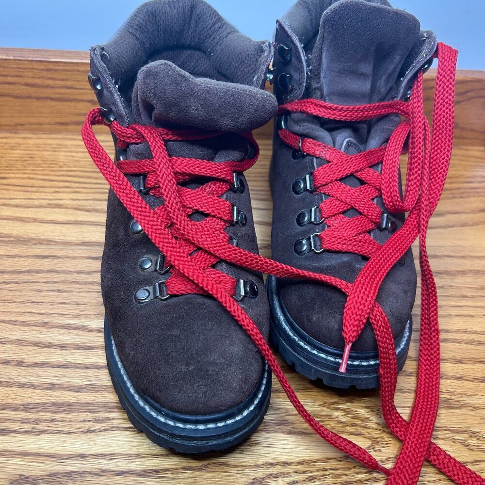 J.Crew Women's Hiking Boots Size 8 Brown Suede Red Laces